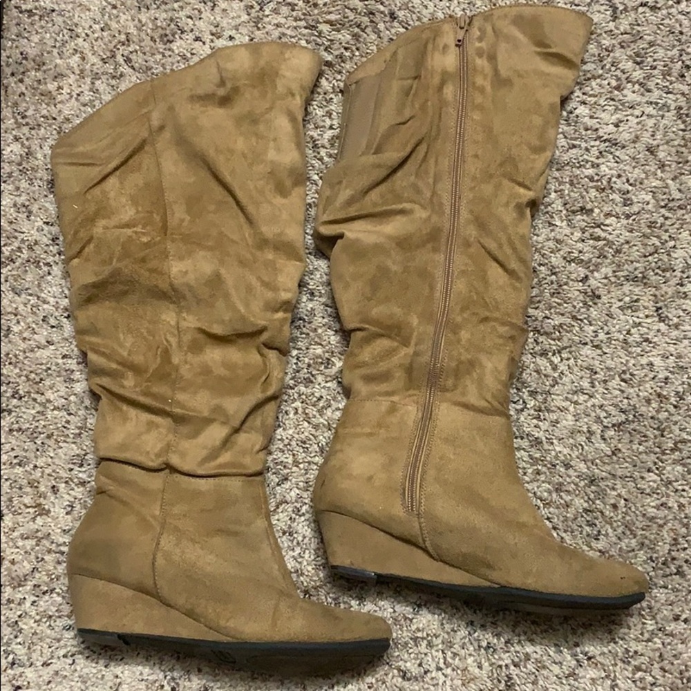 Faux suede slouch boots